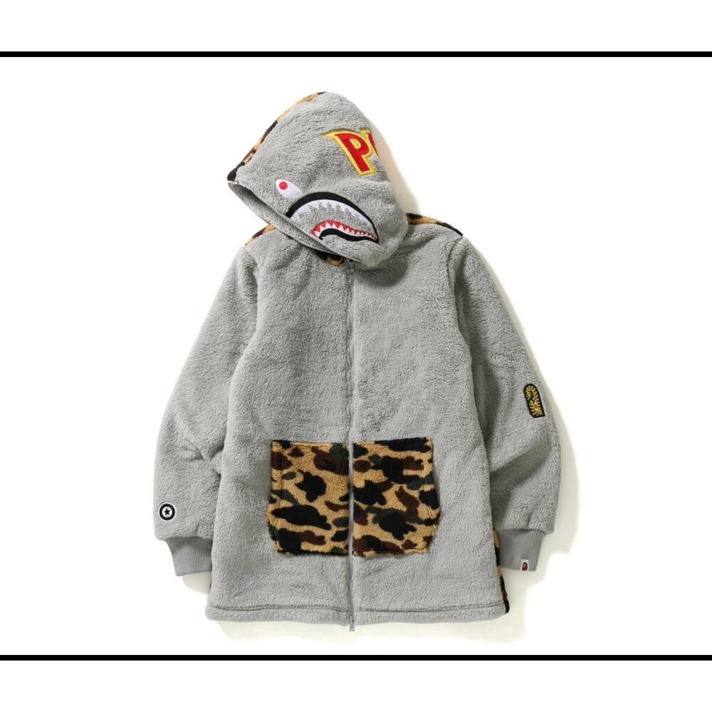 BAPE / Boa Shark Full Zip Hoodie /Leopard Camouflage Pattern / PONR / sz L
